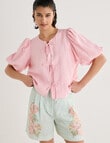 State of play Tallulah Tie Front Top, Petal Pink product photo View 06 S