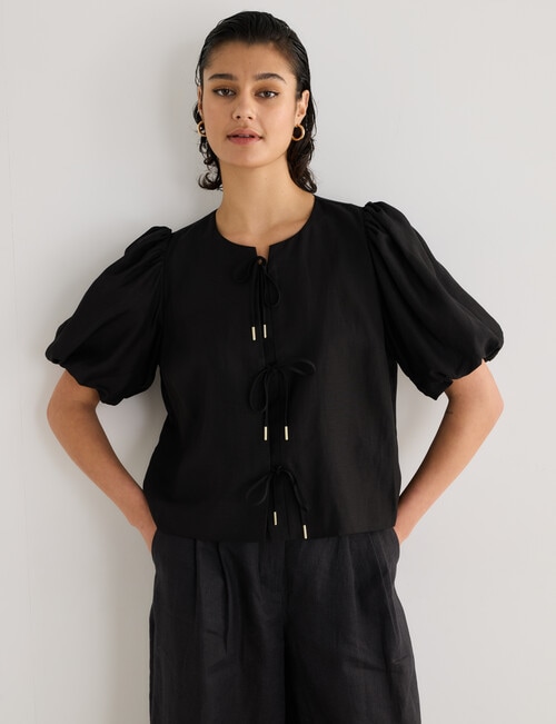 State of play Tallulah Tie Front Top, Black product photo