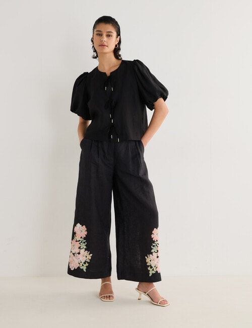 State of play Tallulah Tie Front Top, Black product photo View 03 L