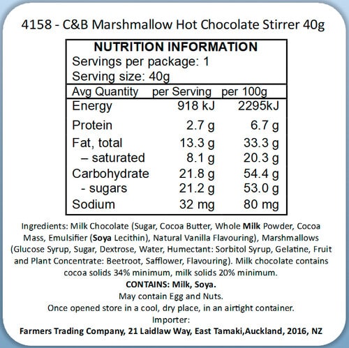 Cartwright & Butler Hot Chocolate Stirrer-Marshmallow, 40g product photo View 02 L