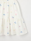 Mac & Ellie Embroidered Floral Linen Blend Tie Shoulder Shirred Dress, White product photo View 02 S