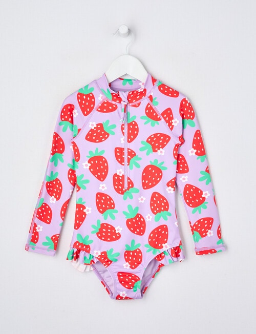 Wavetribe Strawberry Daisy Long Sleeve Rashsuit, Lilac product photo