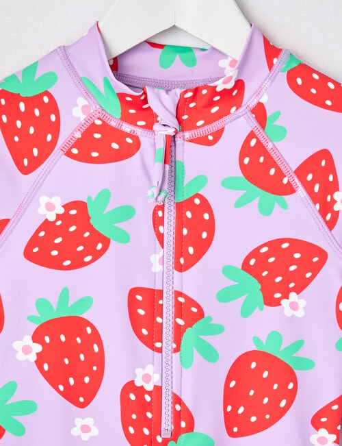 Wavetribe Strawberry Daisy Long Sleeve Rashsuit, Lilac product photo View 02 L