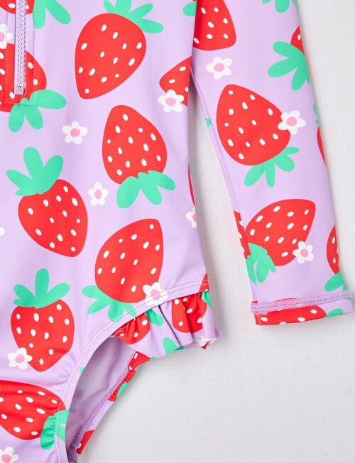 Wavetribe Strawberry Daisy Long Sleeve Rashsuit, Lilac product photo View 03 L