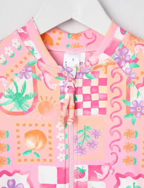 Wavetribe Holiday Print Long Sleeve Rashsuit, Peach product photo View 03 L