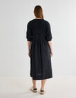 Mineral Nova Tie Front Shirred Midi Dress, Black product photo View 02 S