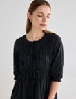 Mineral Nova Tie Front Shirred Midi Dress, Black product photo View 04 S