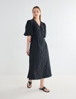 Mineral Madeline V-Neck Midi Dress, Black product photo View 03 S
