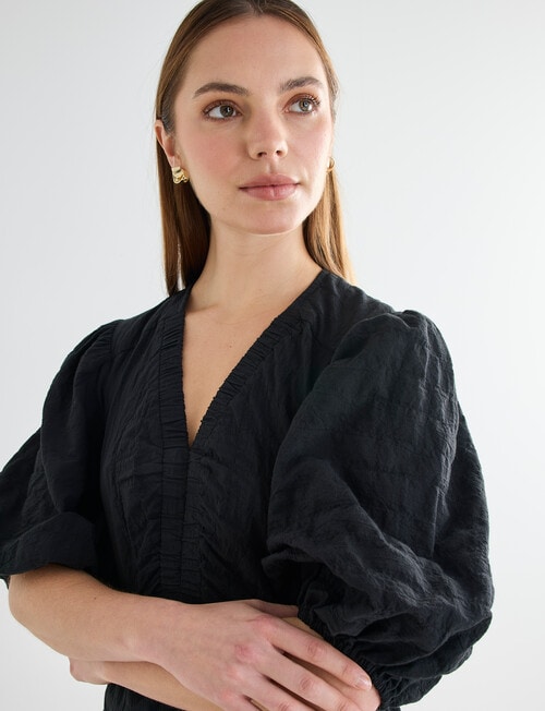 Mineral Madeline V-Neck Midi Dress, Black product photo View 04 L