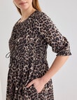 Mineral Nova Animal Print Tie Front Shirred Midi Dress, Black product photo View 08 S