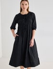 Mineral Nova Tie Front Shirred Midi Dress, Black product photo View 05 S