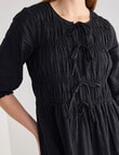Mineral Nova Tie Front Shirred Midi Dress, Black product photo View 06 S