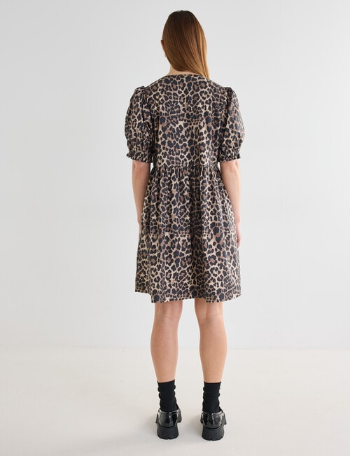 Mineral Kiana Animal Print Tie Front Mini Dress, Black product photo View 02 L