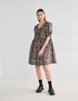 Mineral Kiana Animal Print Tie Front Mini Dress, Black product photo View 05 S
