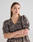 Mineral Kiana Animal Print Tie Front Mini Dress, Black product photo View 06 S