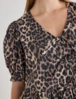 Mineral Kiana Animal Print Tie Front Mini Dress, Black product photo View 07 S