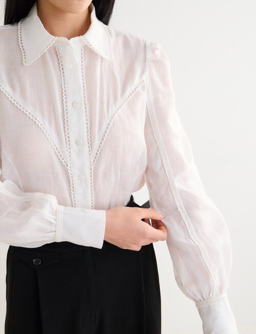 State of play Violet Lace Trim Blouse, White product photo View 05 L