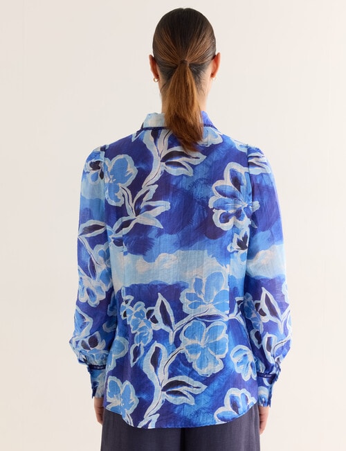 State of play Ottilie Printed Lace Trim Blouse, Blue product photo View 02 L