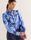 State of play Ottilie Printed Lace Trim Blouse, Blue product photo View 04 S
