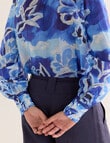 State of play Ottilie Printed Lace Trim Blouse, Blue product photo View 06 S