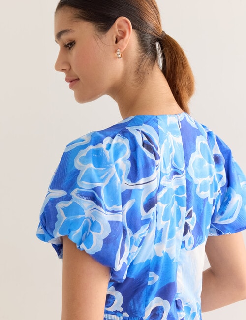 State of play Ottilie Printed V Neck Midi Dress, Blue product photo View 04 L