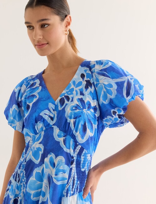 State of play Ottilie Printed V Neck Midi Dress, Blue product photo View 05 L