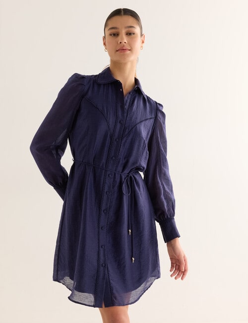 State of play Violet Lace Trim Mini Dress, Deep Blue product photo