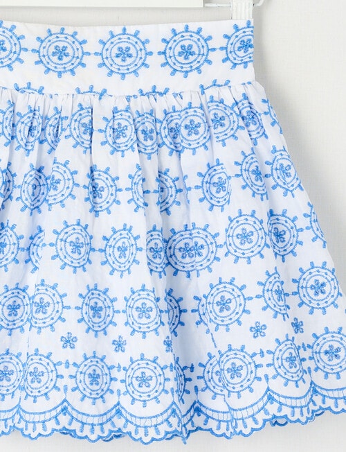 Mac & Ellie Broderie Skirt, White & Cobalt product photo View 03 L