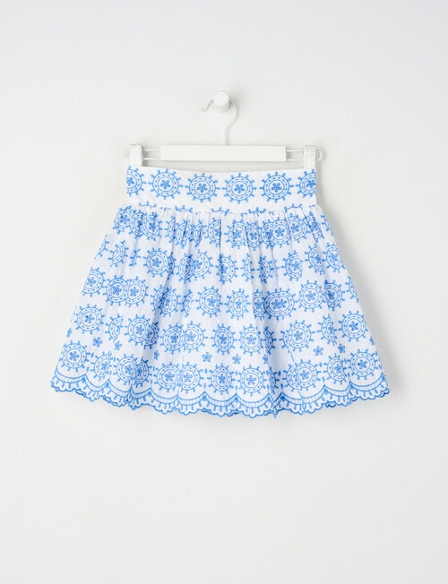 Mac & Ellie Broderie Skirt, White & Cobalt product photo