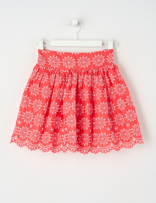 Mac & Ellie Broderie Skirt, Cherry Red & White product photo