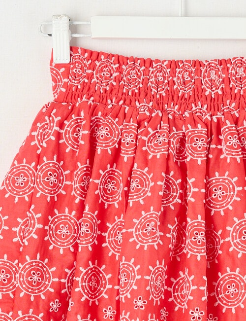 Mac & Ellie Broderie Skirt, Cherry Red & White product photo View 02 L