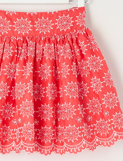 Mac & Ellie Broderie Skirt, Cherry Red & White product photo View 03 L