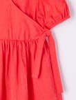 Mac & Ellie Broderie Short Sleeve Wrap Dress, Cherry Red product photo View 02 S