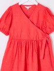 Mac & Ellie Broderie Short Sleeve Wrap Dress, Cherry Red product photo View 03 S