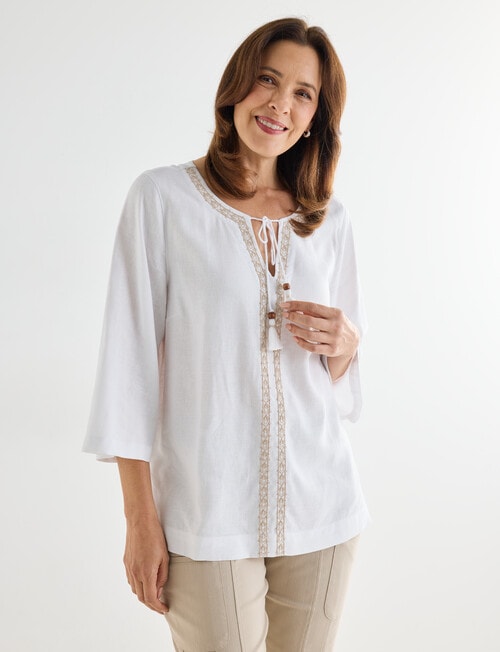 Line 7 Linen Blend Sirocco Top, White product photo