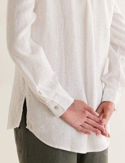 Zest Essentials Linen Long Sleeve Shirt, White product photo View 05 L