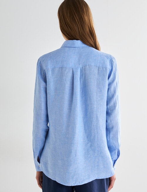 Zest Linen Essential Long Sleeve Shirt, Chambray product photo View 02 L