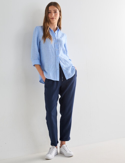Zest Linen Essential Long Sleeve Shirt, Chambray product photo View 03 L