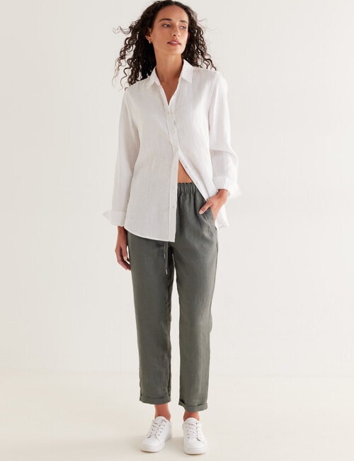 Zest Essentials Linen Long Sleeve Shirt, White product photo View 03 L