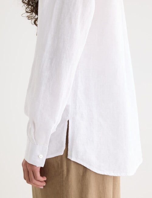 Zest Essentials Linen Long Sleeve Shirt, White product photo View 05 L