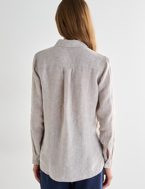 Zest Linen Essential Long Sleeve Shirt, Sandshell product photo View 02 L