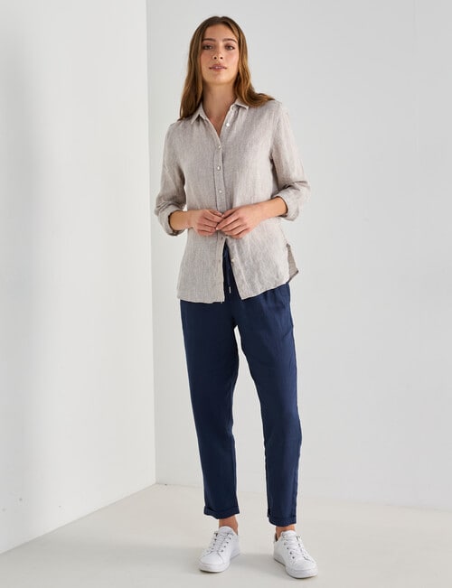 Zest Linen Essential Long Sleeve Shirt, Sandshell product photo View 03 L