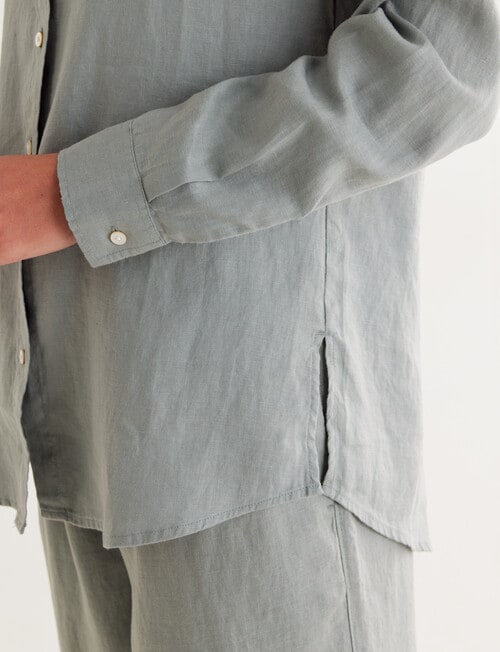Zest Essentials Linen Long Sleeve Shirt, Sage product photo View 04 L