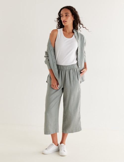 Zest Essentials Linen Long Sleeve Shirt, Sage product photo View 05 L