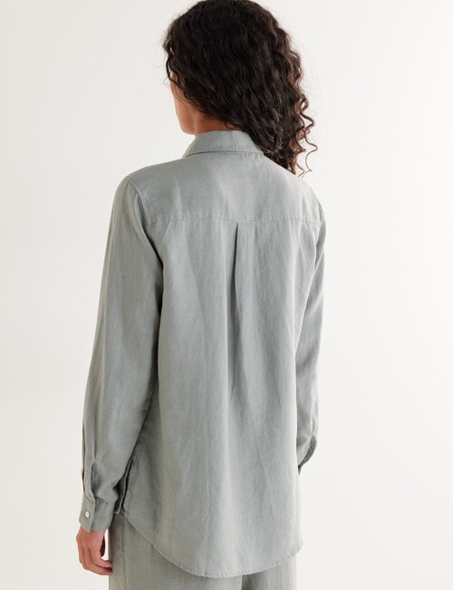 Zest Essentials Linen Long Sleeve Shirt, Sage product photo View 02 L