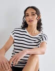Zest Essential Linen Tee, Black & White Stripe product photo
