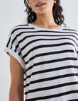 Zest Essential Linen Tee, Black & White Stripe product photo View 04 S