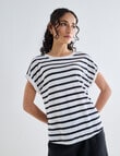 Zest Essential Linen Tee, Black & White Stripe product photo View 05 S