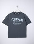 No Issue St Germain Applique Short Sleeve Box Tee, Smoke product photo