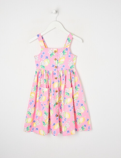 Mac & Ellie Lemons Button Front Linen Blend Dress, Pink Sorbet product photo